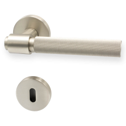 EU STARNDARD of Door handles - Brushed steel - HELIX - Elegant industrialism