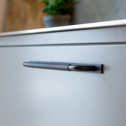 Cabinet handle - Matte black - HELIX with back plate - cc 160 mm