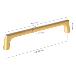Furniture Handle - Brushed brass - Model STUDIO - cc160 mm