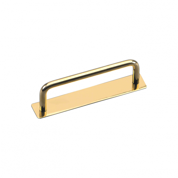 Furniture handle with back plate - Brushed brass - Model ROYAL - cc96 mm