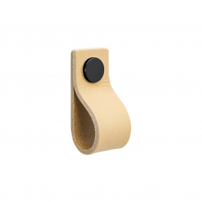 Furniture Handle - Natural leather and black button - Model LOOP