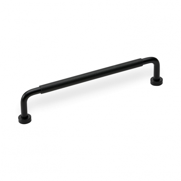 Furniture Handle - Black leather and black lacquered Brass - Model LOUNGE LEATHER - cc160 mm