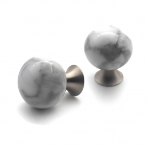 Uchwyt do mebli - Biały marmur - Model Bead Straight - 28 x 36 mm