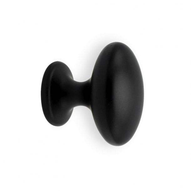 Furniture knob - Oval - Matt black - CARE - 29 x 40 mm