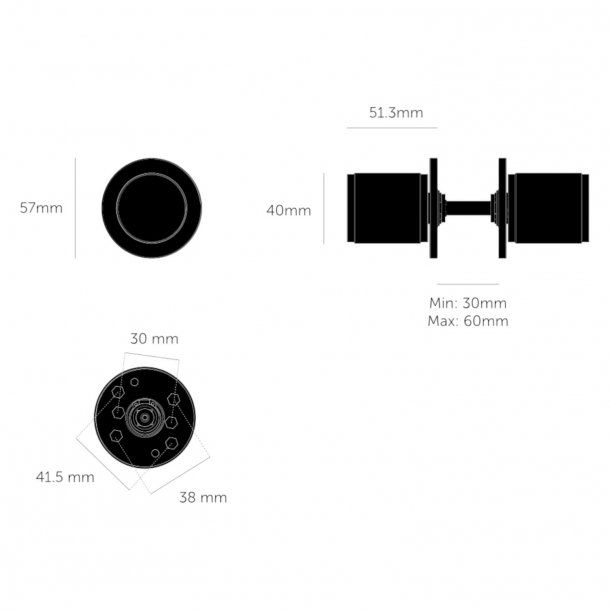Buster+Punch Door knobs - Brass - Model LINEAR - cc30/38 mm