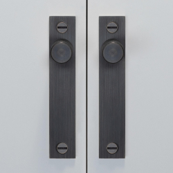 Buster+Punch Cabinet knobs with backplate - Smoked bronze - Model Cross (2 pcs)