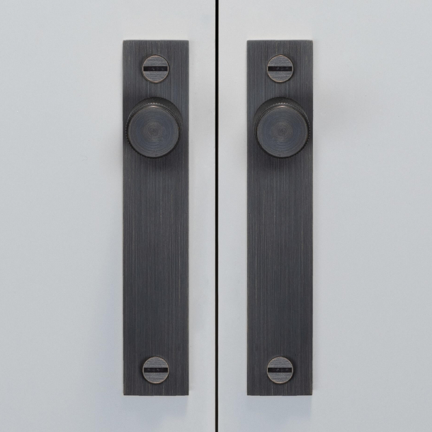 Buster+Punch Cabinet knobs with backplate - Smoked bronze - Model Cross (2 pcs)