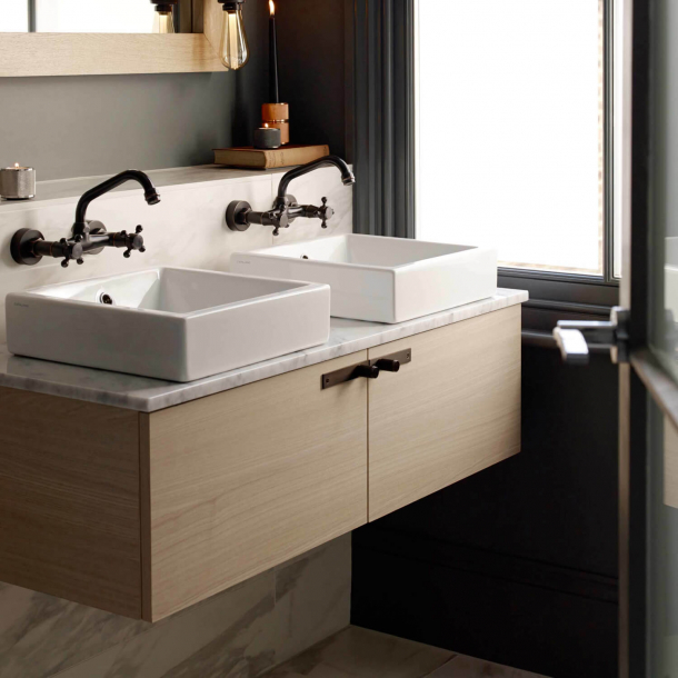 Buster+Punch Cabinet knobs with backplate - Smoked bronze - Model Cross (2 pcs)