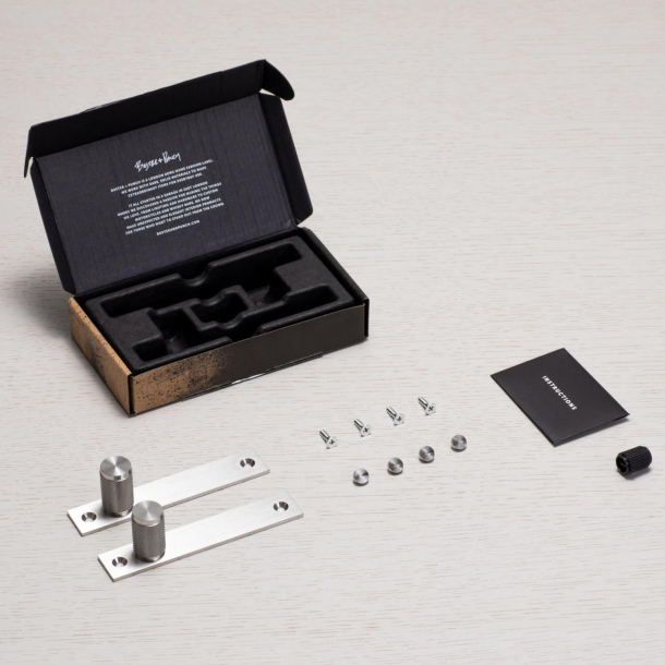 Buster+Punch Cabinet knobs with backplate - Stainless steel - Model Cross (2 pcs)