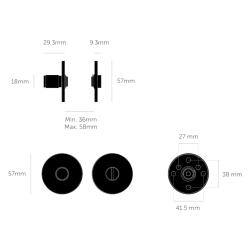 Buster+Punch Privacy lock - Gun metal - Model LINEAR - 27, 38 and cc41,5mm