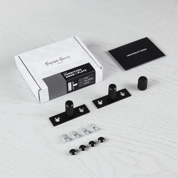 Buster + Punch - LINEAR Plate - Furniture knobs (2 pcs) - Black - 12 x 25 mm