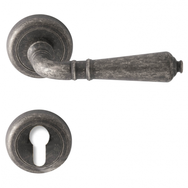 Door handle - Antique iron - Europrofile cylinder - Model ANTIQUE