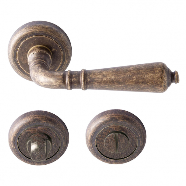 Door handle with Privacy lock - Bronze - Interior - Model ANTIQUE