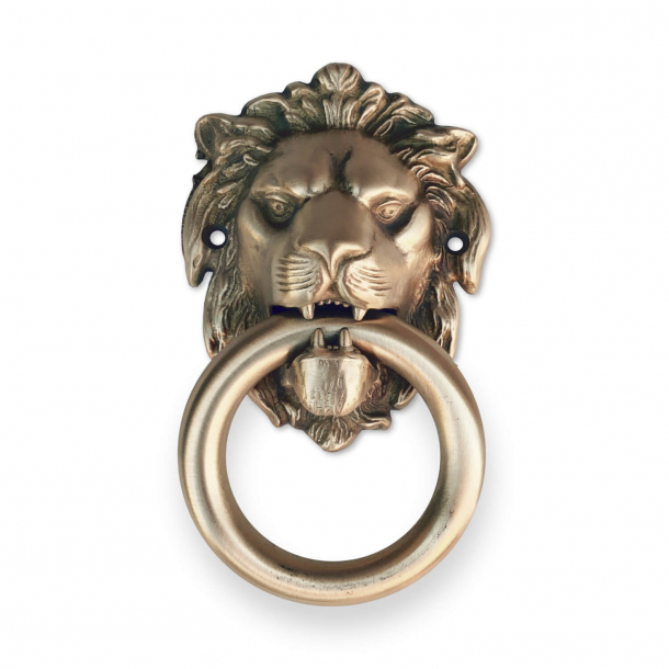 Door knocker lion head, Brushed brass, 90x150 mm, Model LEONE