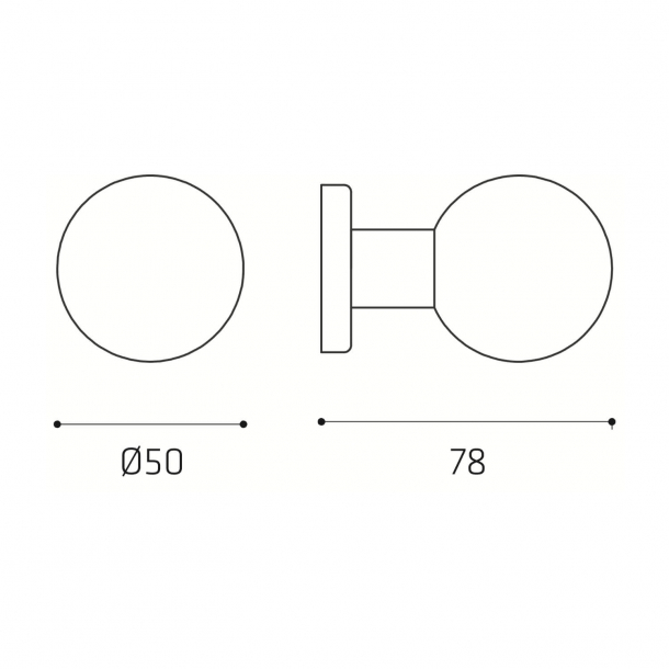Drrknapps - Mssing, 50 mm, Modell SFERA