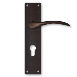 Arne Jacobsen door lever handle - Back plate Euro profile cc92 mm - Browned Brass