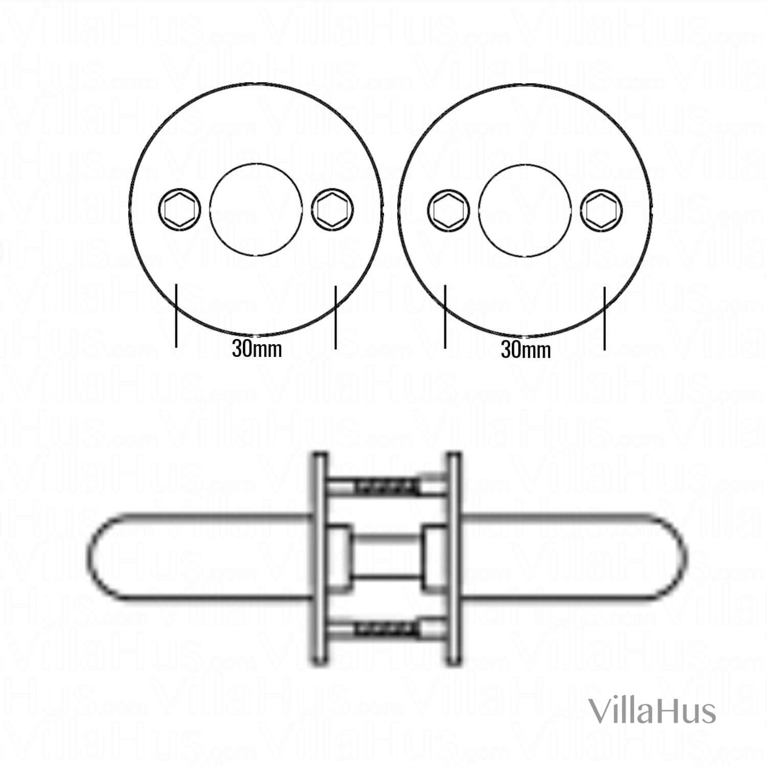 Arne Jacobsen door handle - AJ97 door handle - Brushed steel - small model  cc38mm - Arne Jacobsen door handles - VillaHus