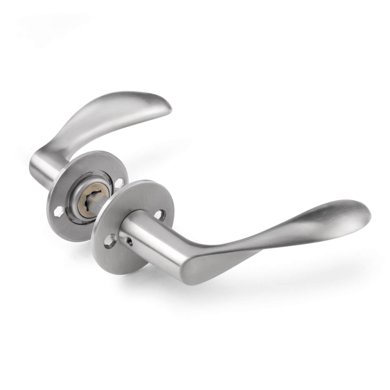 Arne Jacobsen door handle - AJ97 door handle - Brushed steel - small model  cc38mm - Arne Jacobsen door handles - VillaHus