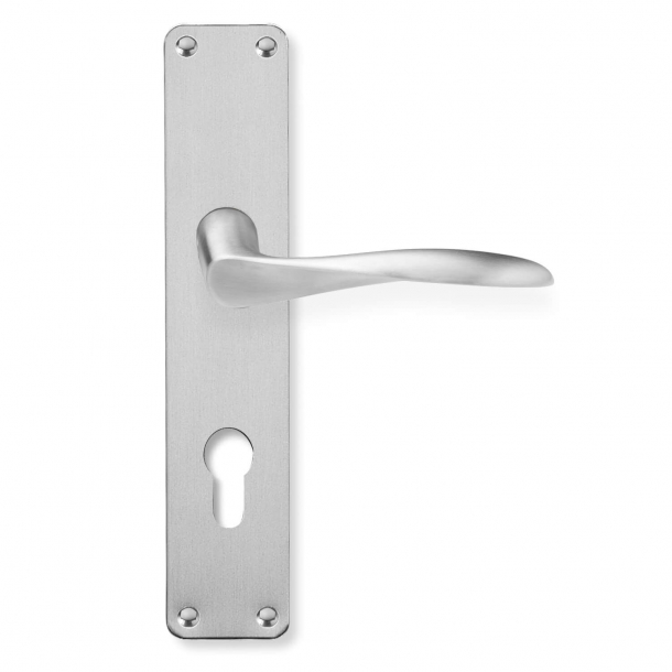 Arne Jacobsen door handle - Back plate - Euro profile - Brushed steel - Large model - cc92mm