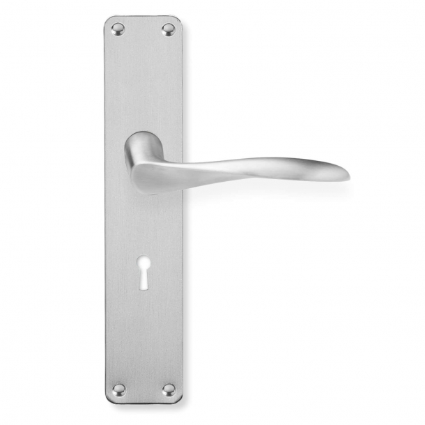 Arne Jacobsen drrhandtag - Lngskyltar med nyckelhl - Borstat stl - Sm modell - cc72mm