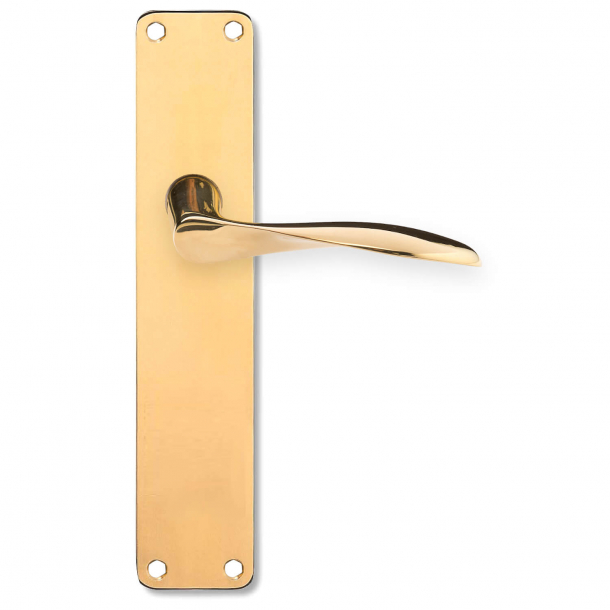Klamka drzwiowa Arne Jacobsen na d&#322;ugim talerzu - Mosi&#261;dz - Ma&#322;y model - AJ97