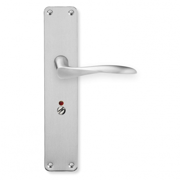 Arne Jacobsen door handle - Back plate with privacy lock - Brushed steel - Small model - cc72mm