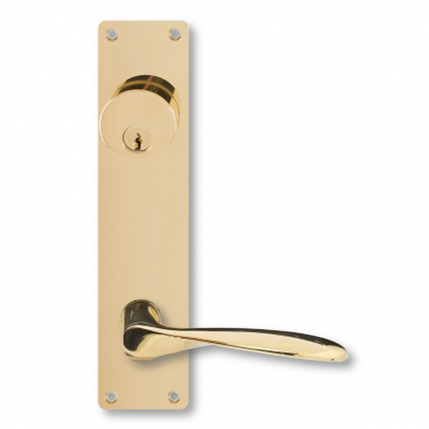 Arne Jacobsen dörrhandtag - AJ dörrhandtag - Mässing - Långskyltar cylinderlås inifrån och ut
