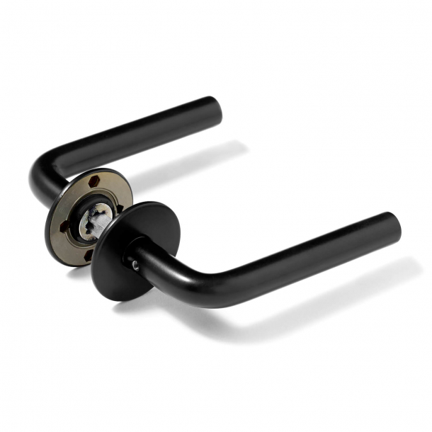 Door handle - Black - d line - Model L-grip 16 mm - Snap-on-cover