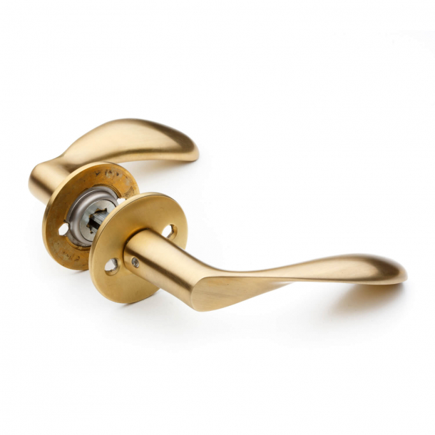 Klamka do drzwi - Arne Jacobsen - Mosi&#261;dz szczotkowany - Klamka AJ - DU&#379;Y model - cc38mm