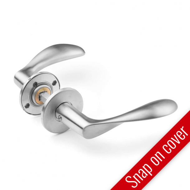 Arne Jacobsen dörrhandtag - AJ dörrhandtag - Borstat stål - Små modell - Klicka rosette 30 / 38mm