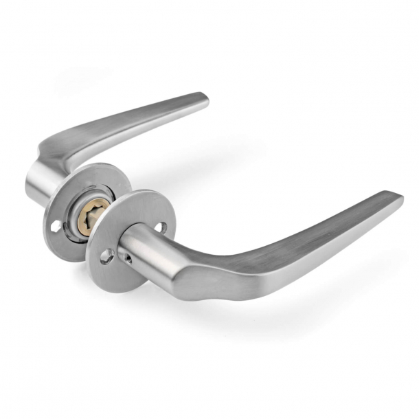 Brushed steel door handle - PLH collection - cc38mm