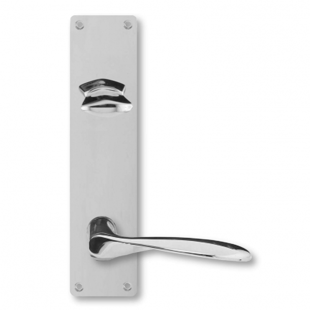 Arne Jacobsen dörrhandtag - AJ dörrhandtag - Högglans - Långskyltar cylinderlås och vridning