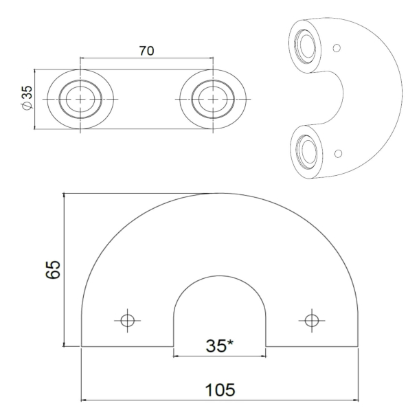 Pull handle Brushed steel Tom Dixon Model FAT 105 mm Tom