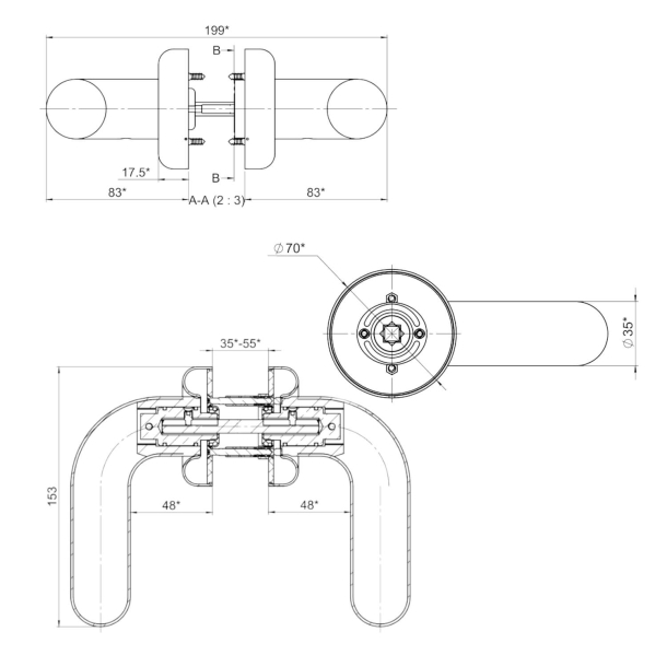 Door handle Polished brass Tom Dixon Model FAT Tom Dixon VillaHus