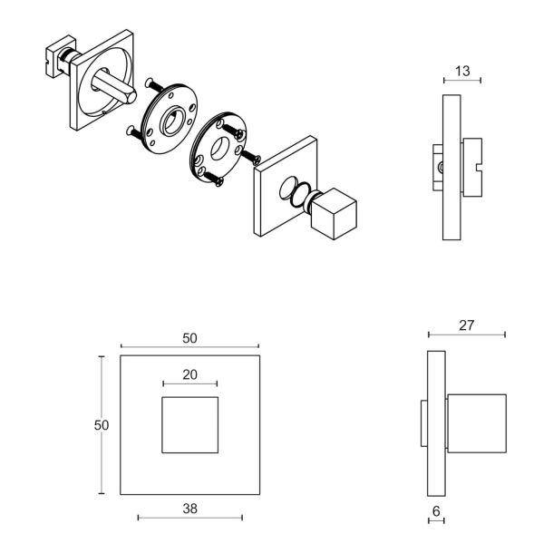 Toiletbestning - FORMANI - PVD mat sort - Model LSQWC50 - Design by Bob Manders