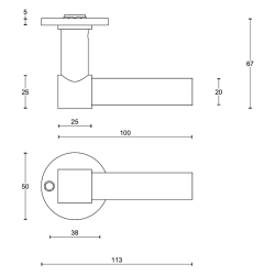 Drgreb PBL20 / 50 - Brstet stl - Formani - Model ONE - Design by Piet Boon