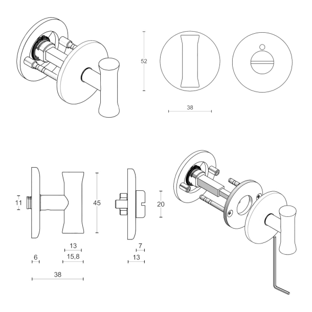 Toiletbestning - EVWC52 - PVD mat guld - Model NOUR - Design by Edward van Vliet