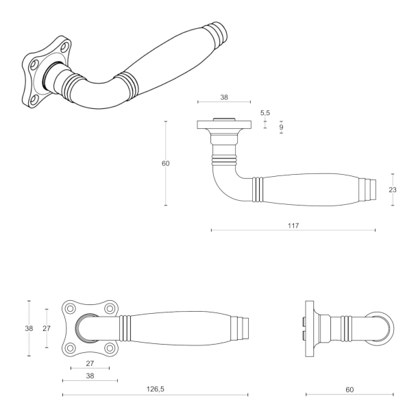 Drgreb - FORMANI - Satin nikkel / Sort ibenholt tr - TIMELESS Model 1934GRK