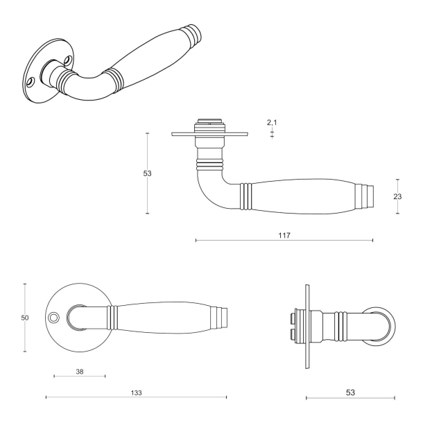 Drgreb - FORMANI - Satin nikkel / Sort ibenholt tr - TIMELESS Model 1934MRR50