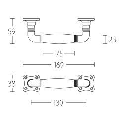 Pullhandle - FORMANI - Messing uden lak og Sort Ibenholt tr - TIMELESS Model MG1934C