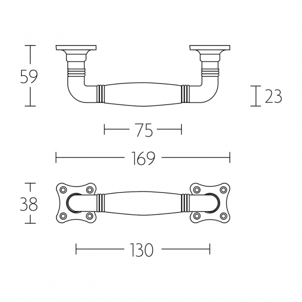 Pullhandle - FORMANI - Messing uden lak og Sort Ibenholt tr - TIMELESS Model MG1934C