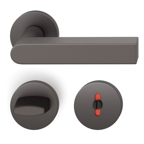 FSB Door handle with privacy lock - Dark bronze - DIN cc38 - Peter Bastian - Model 1001