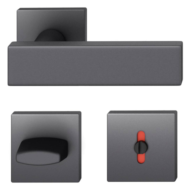 FSB Door handle with privacy lock - Black aluminum - Johannes Potente - Model 1003 - DIN cc38