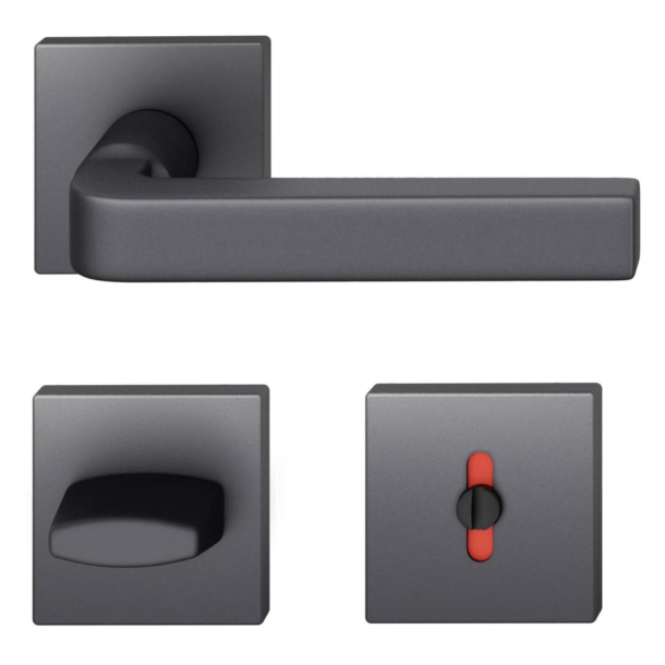 FSB Door handle with privacy lock - Black aluminum - David Chipperfield - Model 1004