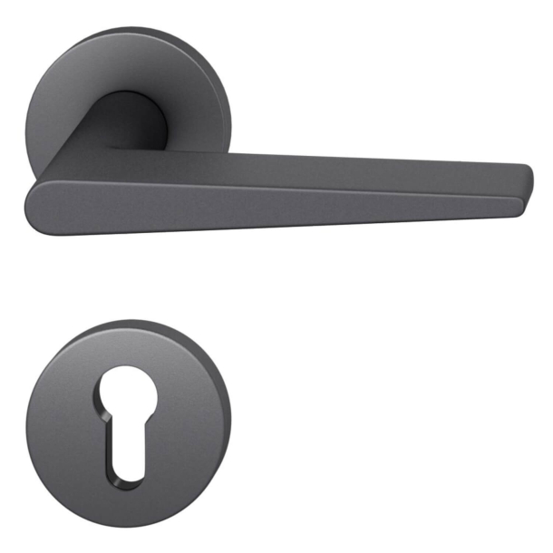 FSB Door handle with euro profile escutcheon - Black aluminum - Johannes Potente - Model 1005