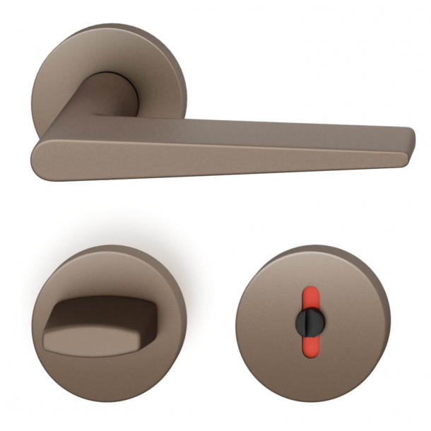 FSB Door handle with privacy lock - Medium bronze - DIN cc38 - Johannes Potente - Model 1005