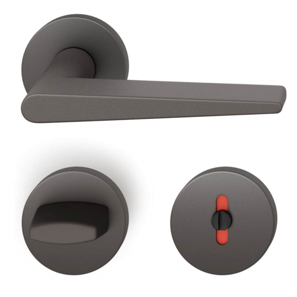 FSB Door handle with privacy lock - Dark Bronze - DIN cc38 - Johannes Potente - Model 1005