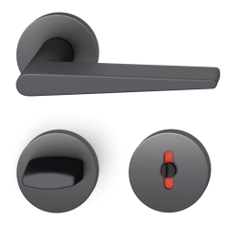 FSB Door handle with privacy lock - Black aluminium -  DIN cc38 - Johannes Potente - Model 1005