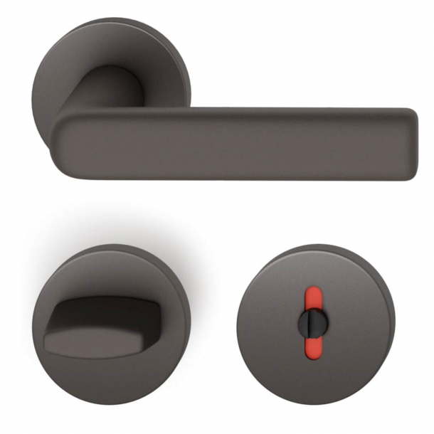 FSB Door handle with privacy lock - Dark bronze - DIN cc38 - Hans Poelzig - Model 1012