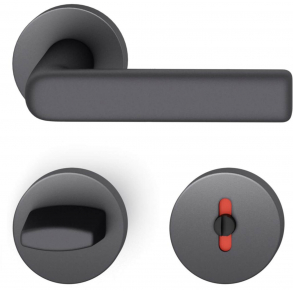 FSB Door handle with privacy lock - Black aluminium - DIN cc38 - Hans Poelzig - Model 1012